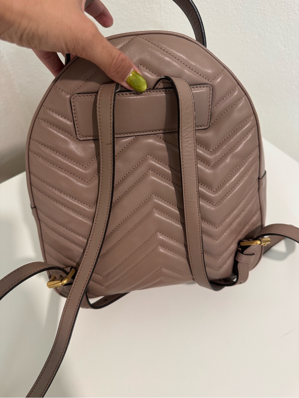 Gucci Quilted Mini Backpack in Dusty Taupe with Gold Hardware - Picture 3 of 5